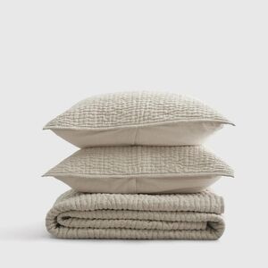 NWT! Quince European Linen/ Cotton Stitch Quilt & 2 Sham Set! King/ Cal K (187)